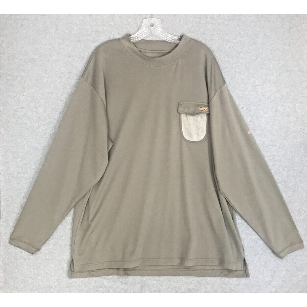 Redington Fishing Shirt Mens XXL Long‎ Sleeve Pullover Mock Neck Green UPF 30